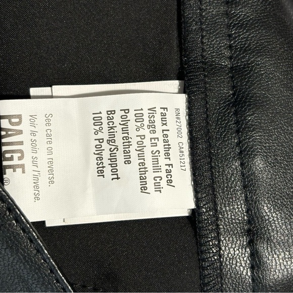 PAIGE Sz 6 Faux Leather Pants Pleated Front Zipper Elastic Hem Pockets Vegan - Picture 11 of 14